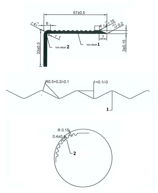  Nez de marche inox 3 mm | 33 x 57 mm en pose rapportée  - ADESOL - TECNO-K