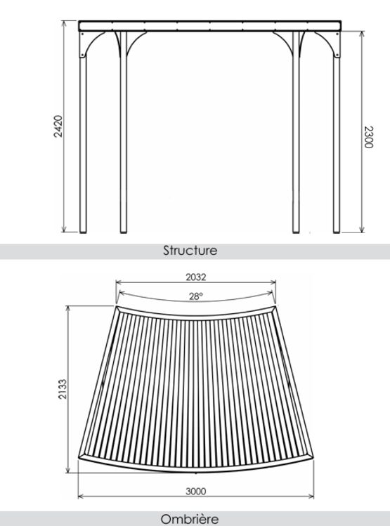  Ombrière de jardin en acier et bois | Epure Ombrière Norm - Pergolas