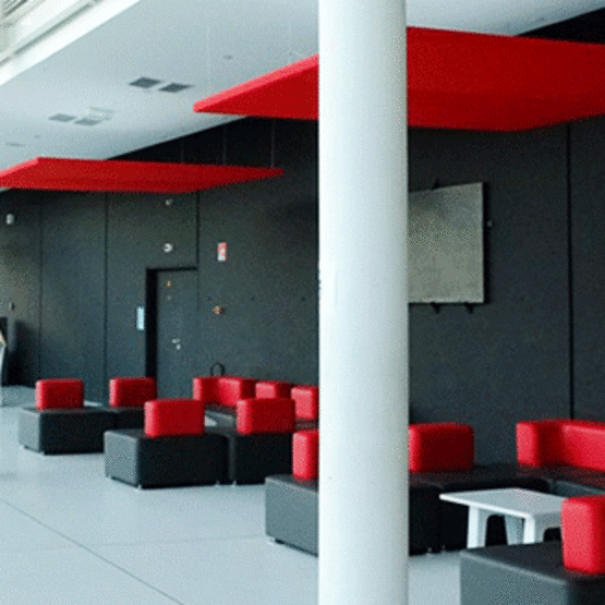 Panneau absorbeur acoustique suspendu par 4 câbles | TEMPO Panneau - Panneaux muraux et absorbeurs acoustiques