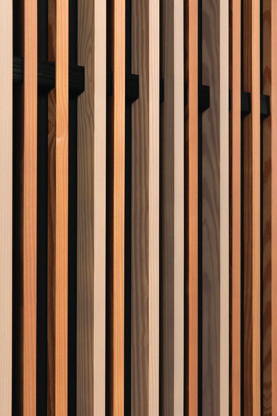  Panneau acoustique en lames de bois massif personnalisé sur outil 3D | Linea Touch - Panneaux muraux et absorbeurs acoustiques