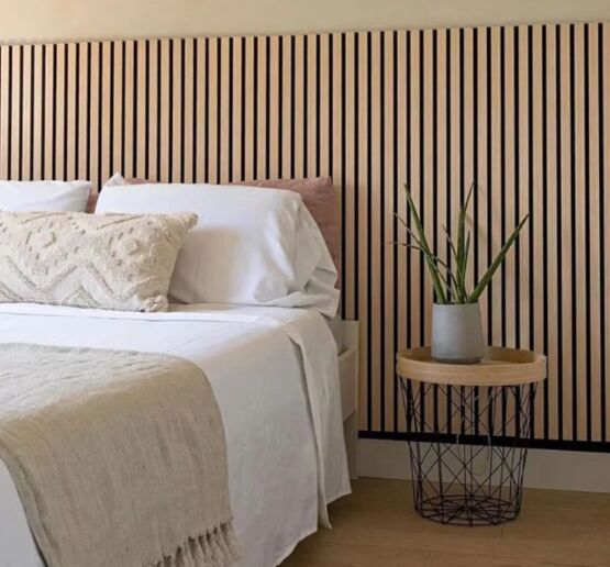  Panneau acoustique mural | Lot de 2 panneaux en tasseaux bois finition chêne blanc - Panneaux muraux et absorbeurs acoustiques