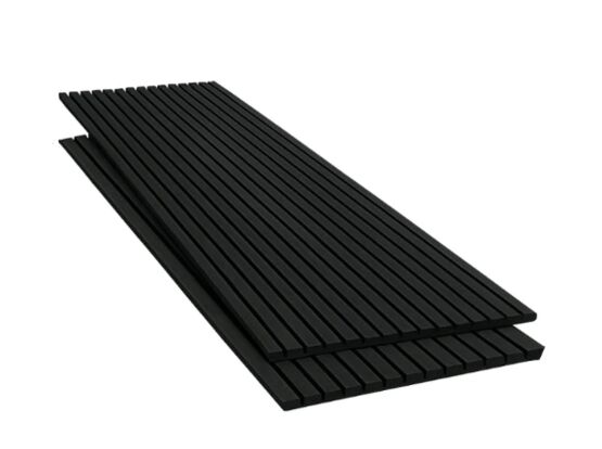 Panneau acoustique mural | Lot de 2 panneaux en tasseaux bois noir sur fond noir
