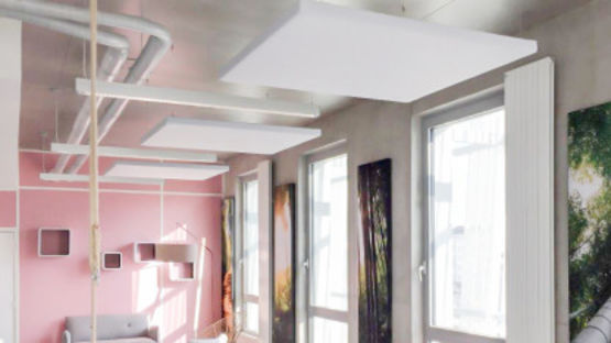 Panneau acoustique pour pose plafond en ilot suspendu | EKOE STYLE - ÉKOÉ ACOUSTIQUE - MARQUE DE DÉCIBELFRANCE®