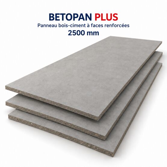 Panneau bois ciment – faces minérales renforcées - 2500 mm - Betopan Plus
