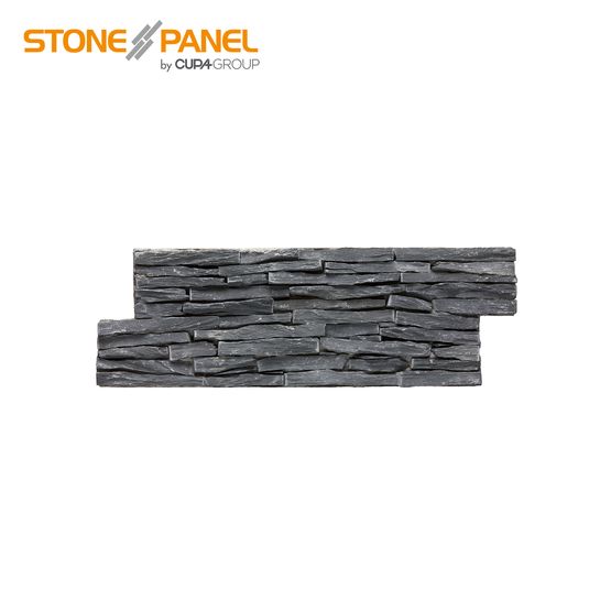 Panneau de parement mural en pierre naturelle | STONEPANEL® JET NOIR LAMES FINES - Pierres de parement (naturelles ou reconstituées)