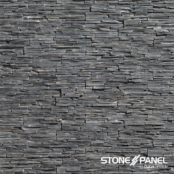 Panneau de parement mural en pierre naturelle | STONEPANEL® JET NOIR LAMES FINES - produit présenté par CUPA STONE
