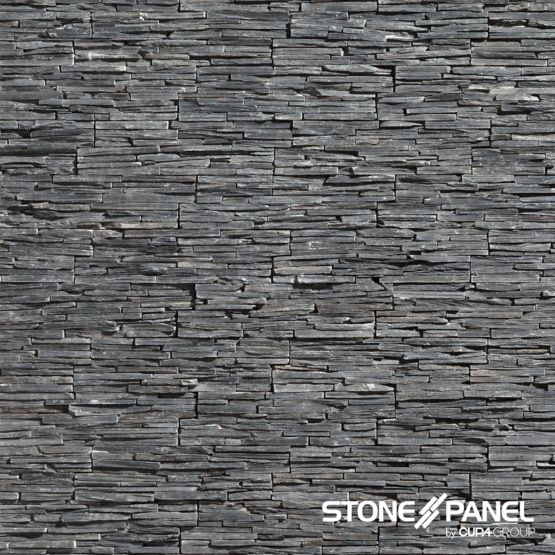 Panneau de parement mural en pierre naturelle  | STONEPANEL® JET NOIR LAMES FINES - produit présenté par CUPA STONE