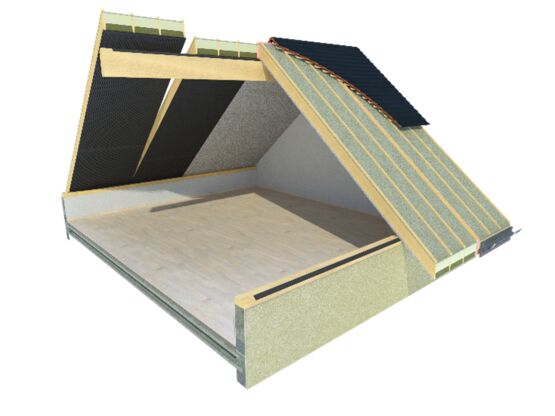  Panneau isolant chevronné pour toitures en pente Spécial ERP | Usystem Roof DS Acoustic HD - Caissons chevronnés ou panneaux sandwich