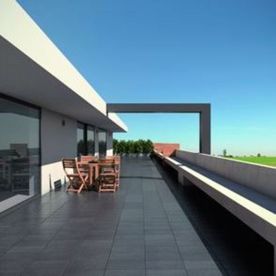 Panneau solaire thermique en dalle d'ardoise pour sol extérieur et façade | Thermoslate Plat