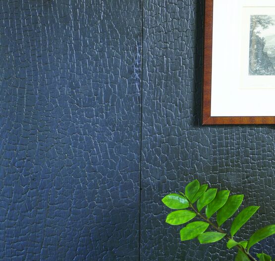 Panneau trois plis à surface noire gaufrée aspect bois brûlé | Carboris Figura