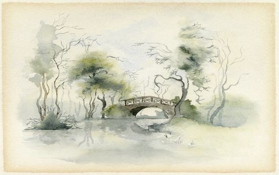  Papier peint panoramique Le petit pont de bois - AQ174 - INCRÉATION
