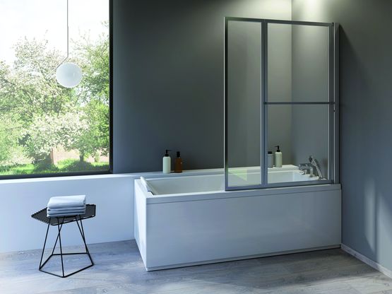 Pare baignoire verre clair 3 mm 2 volets pliants et relevables | BETA SECURE - ATELIER DU BAIN