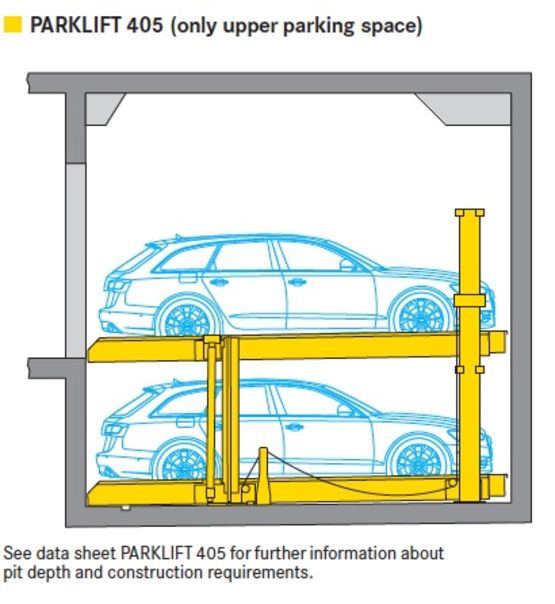 Parking mécanisé pour PMR - 2 niveaux, (niveau sup. PMR, niveau inf. voiture standard) | Parklift 450  - produit présenté par ALINEA PARK FRANCE