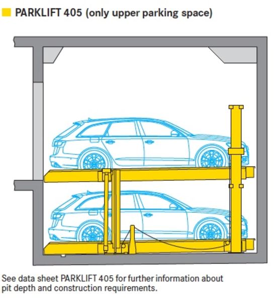 Parking mécanisé pour PMR - Parklift 450 - 2 niveaux, (niveau sup. PMR, niveau inf. voiture standard) - produit présenté par WÖHR PAR ALINEA PARK