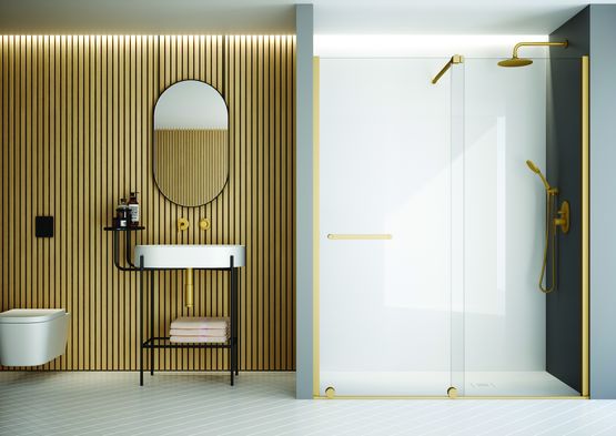 Paroi coulissante de douche dessinée par Alegre Design | Vanity