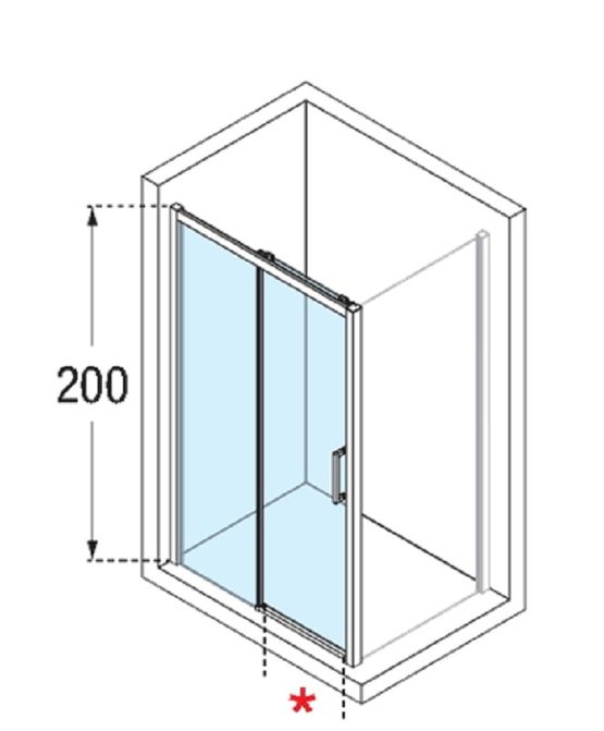  Paroi de douche accès de face en verre transparent de 8 mm | Kuadra 2P  - Parois de douche avec porte coulissante