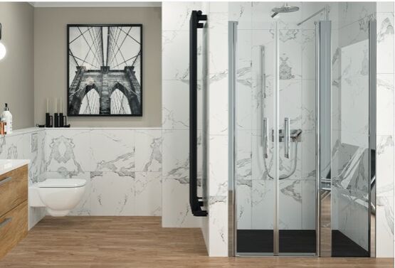  Paroi de douche avec double porte battante en verre transparent Sécurit | Larenco Saloon - AKW MEDICARE