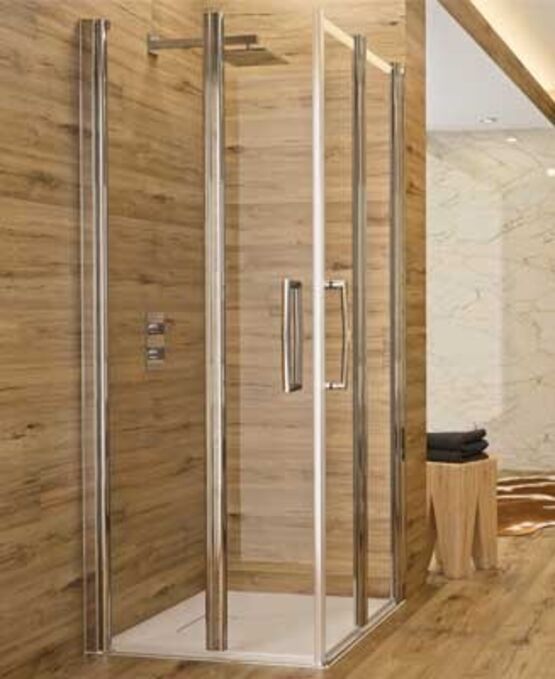 Paroi de douche avec porte pivotante et pliante pour pose en angle | Larenco - produit présenté par AKW MEDICARE