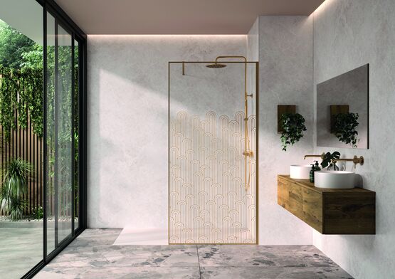 Paroi de douche vitrée anticalcaire droite ou cintrée | Walk-in Solo Arkade