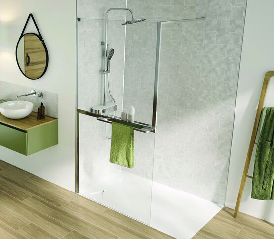  Paroi de douche vitrée fixe en 4 largeurs avec accessoires  | Solo Z - KINEDO BALNÉO DOUCHE