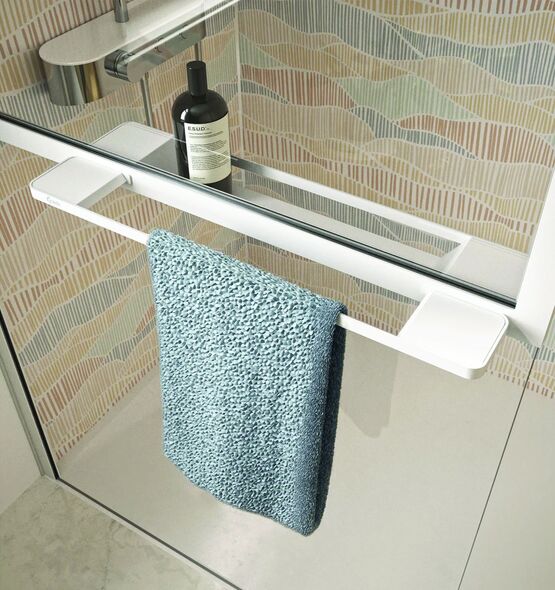  Paroi de douche vitrée fixe en 4 largeurs avec accessoires  | Solo Z - Paroi de douche fixe