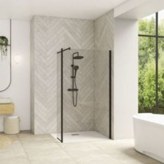 Paroi simple pour un espace douche ouvert avec volet pivotant à 180°  | SMART DESIGNE DUO