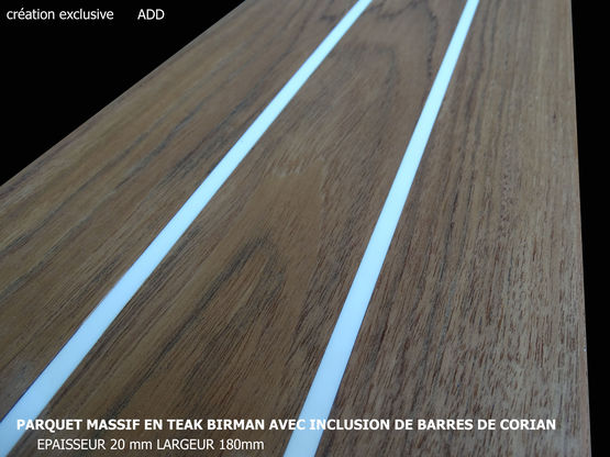 Parquet contrecollé chêne avec inclusion de barre de corian | ADD - Parquets contrecollés en chêne