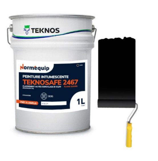 Peinture intumescente bois M1 - Noir - Teknos Teknosafe 2467