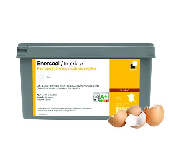  Peinture thermo isolante à base de coquilles d&#039;oeufs et résine PVB recyclée | Enercool Peinture thermique - Peinture à base de matières naturelles