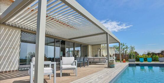  Pergola aluminium à lames rétractables | WALLIS&amp;OUTDOOR - Série 414PR  - Pergolas