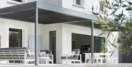 Pergola aluminium à lames rétractables | WALLIS&amp;OUTDOOR - Série 414PR  - produit présenté par PROFILS SYSTÈMES