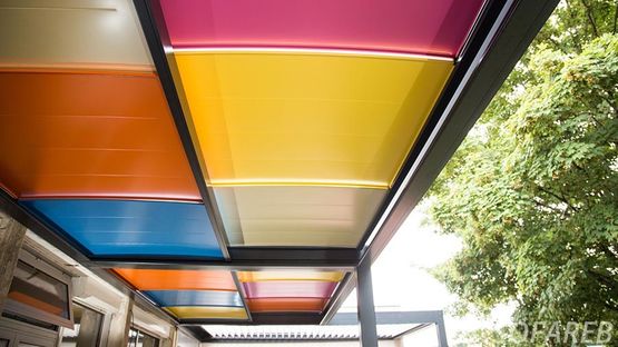  Pergola sur mesure à lames orientables ou toile colorée | SOFAREB - Pergolas