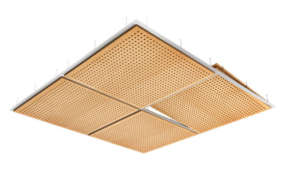 Plafond suspendu acoustique en bois véritable  | Acoust&#039;ile