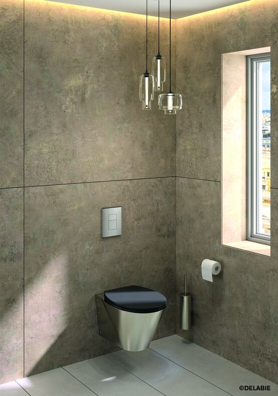  Plaque de commande TEMPOFLUX 3 WC pour F3/4&#039;&#039; rob encastré AB, satiné, 3l/6l - kit 2/2 | Réf.763000 - DELABIE