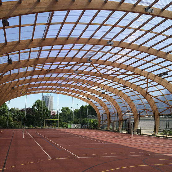  Plaque de couverture PVC bi-orienté haute résistance pour bâtiments sportifs | Greca HR RENOLIT Ondex - Plaques de toiture en PVC