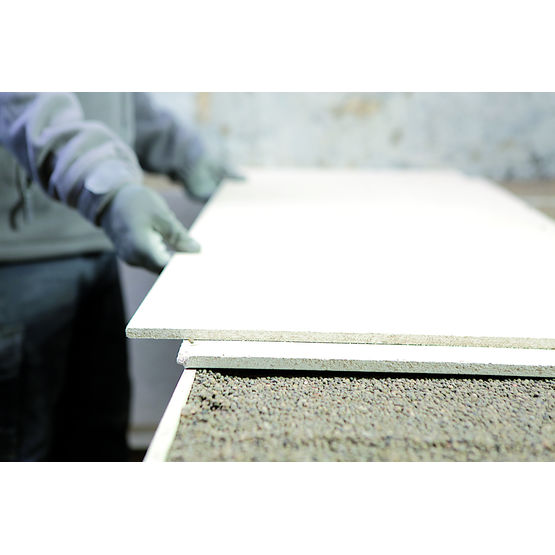 Plaque de plâtre et fibre cellulosique pour réalisation de chapes sèches | Rigidur Sol