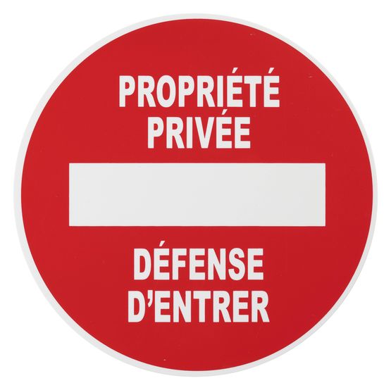 Plaque signalétique Ø 180mm propriété privée&quot; avec adhésif&quot;1