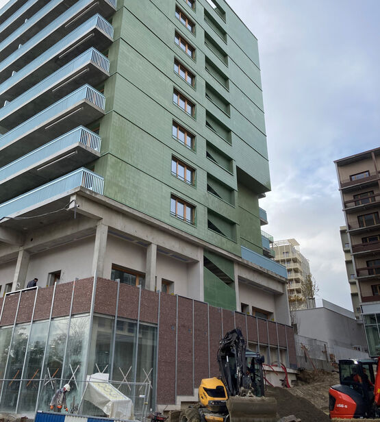 Plaquette de parement émaillée en teintes sur mesure pour façade | Plaquettes Emaillées Colorées - RAIRIES MONTRIEUX