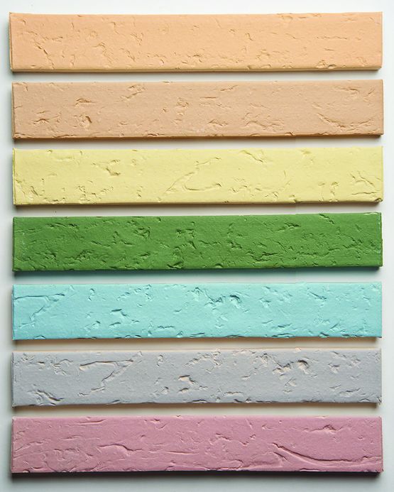  Plaquettes de terre cuite lisses ou structurées en gamme de teintes pastels | Engobé pastel - Briques pleines