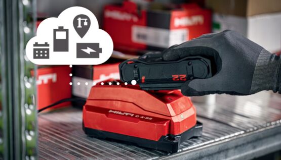 Plateforme de batterie sans fil 22 V connectée compatible avec 200 outils électroportatifs | Nuron - HILTI FRANCE
