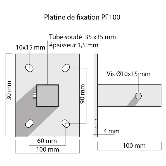  Platines de fixation pour tubes 30x30 mm - Quincaillerie, accessoires de fixation, boulonnerie, visserie, clouterie