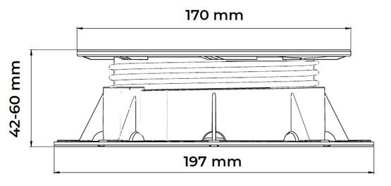 Plot réglable pour terrasses résidentielles de 42 à 60 mm | PB-1 - produit présenté par BUZON PEDESTAL INTERNATIONAL