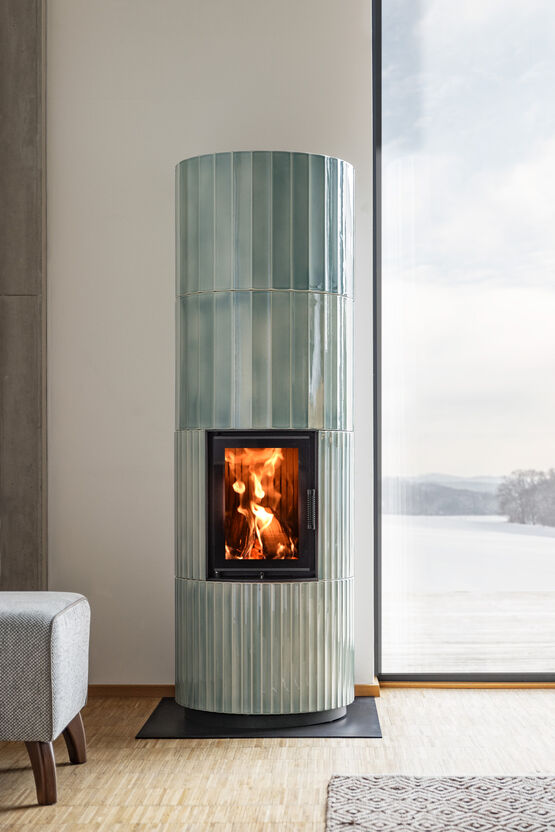  Poêle à bois de masse avec habillage en céramique | Blox R55 Céramique Hoxter - BEST FIRES