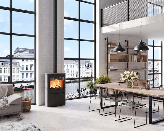 Poêle à bois en acier à fenêtre panoramique | Fura Evo Haut Saey  - produit présenté par BEST FIRES