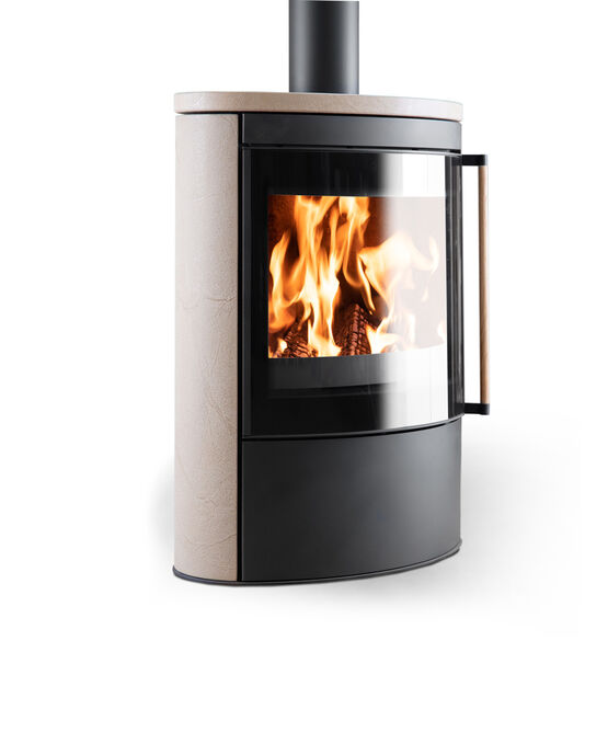  Poêle à bois ovale en acier ou en habillage céramique accumulatrice « Golden Sand » | Nero  - Poêle à bois