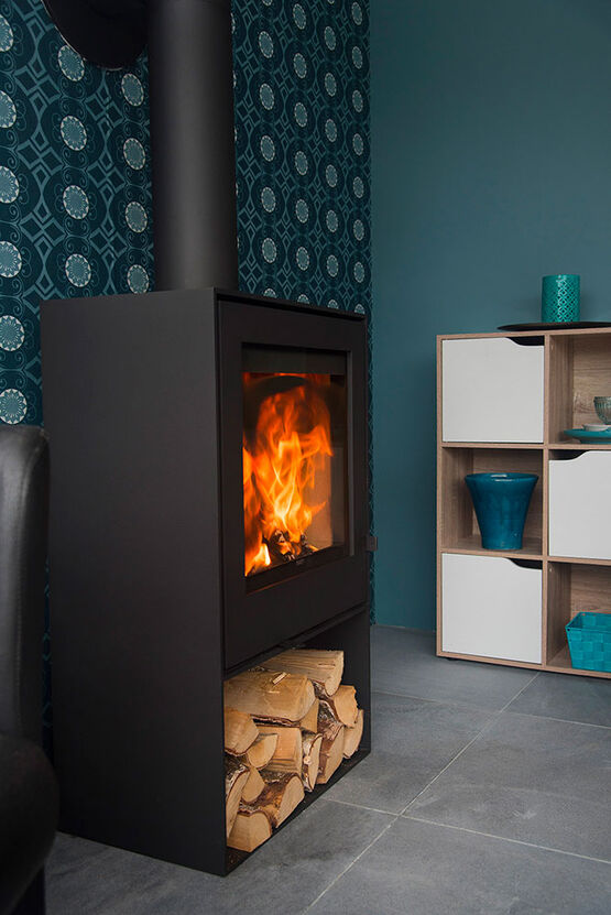  Poêle à bois rectangulaire en acier | Qube Saey 6 - BEST FIRES