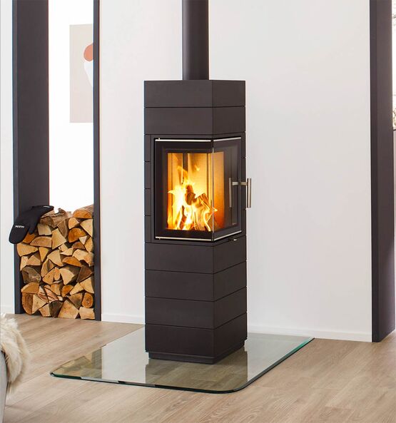  Poêle à bois rectangulaire en fonte - laqué noir ou émaillé blanc | Corna  - Poêle à bois