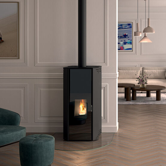 Poêle à granulés carré acier noir | SAPHIR 9 9,1 kW