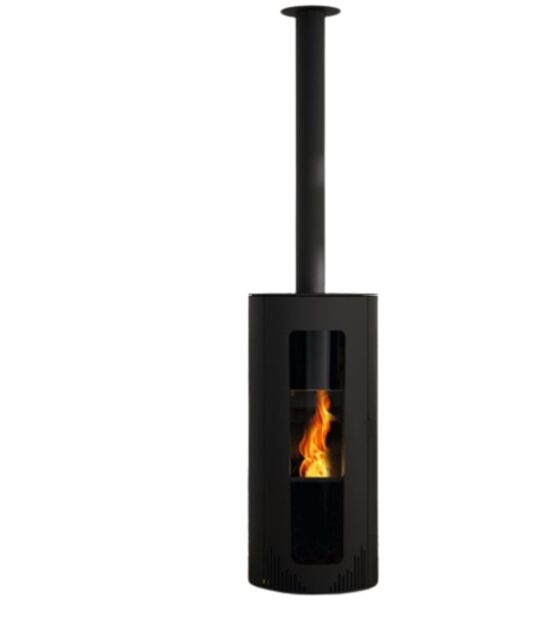  Poêle à granulés rond acier noir avec nettoyage automatique - 8,5 kW | ICONIC O  - Poêle à granulés