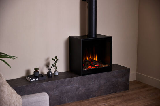  Poêle électrique à éclairage LED | CUBE British Fires  - Poêle autres combustibles